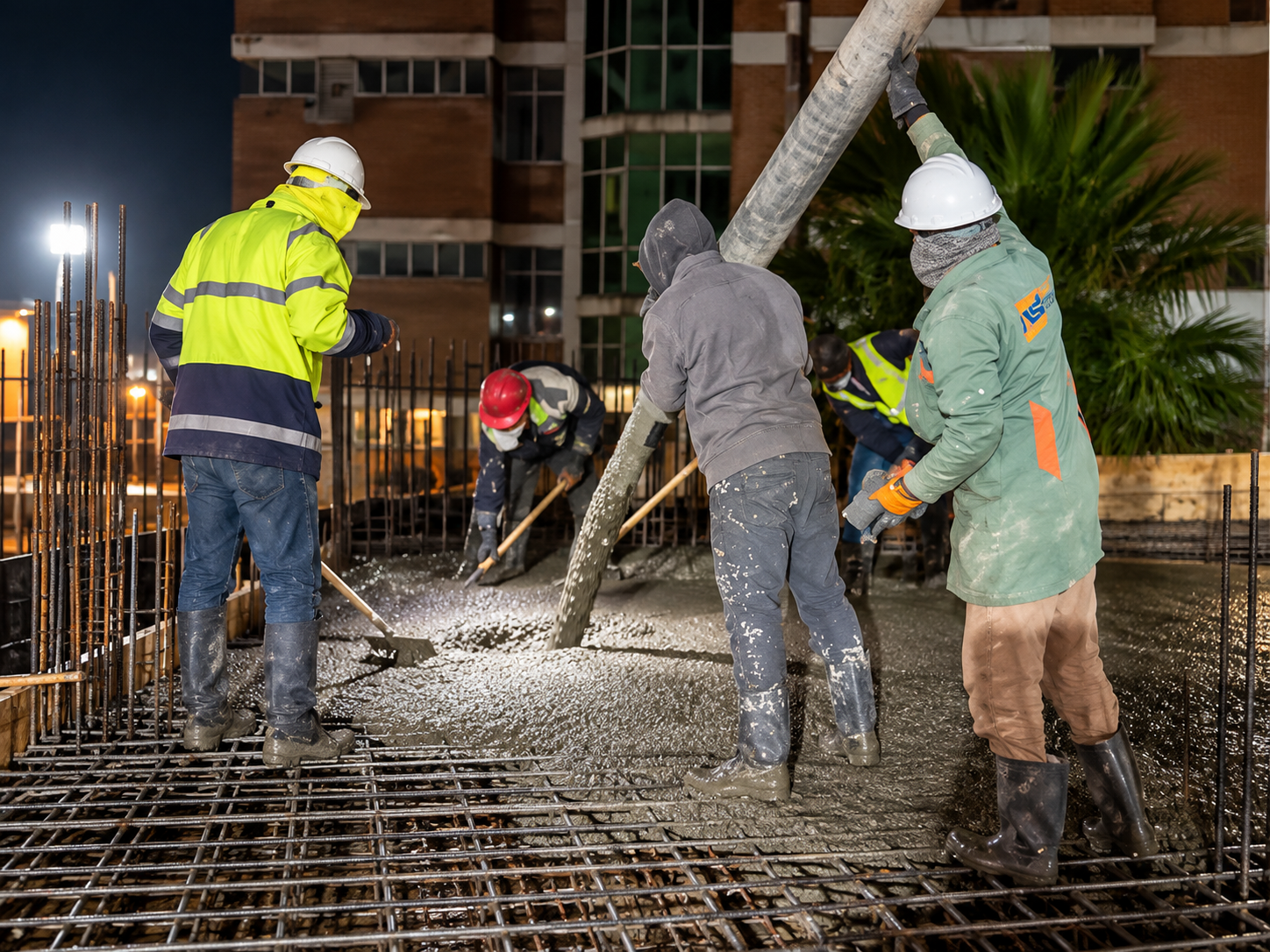 Nighttime Concrete Pouring at Phase 2